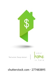 Real Estate House Logo As Map Pin Concept With Dollar Symbol