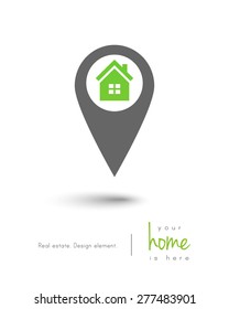 Real Estate House Logo As Map Pin Concept