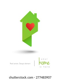 Real Estate House Logo As Map Pin Design With A Heart Inside