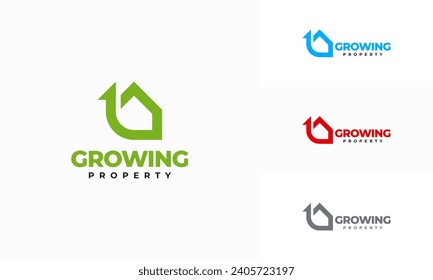 real estate house logo template, Growing Property logo concept vector, Real Estate Apartment Building Logo Business Chart Logo design Urban City