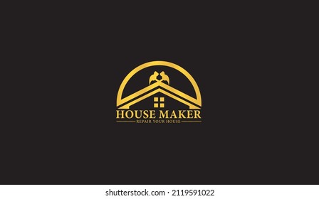 Real Estate house logo vector design, wood worker, workshop, icon, symbol