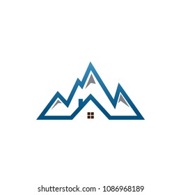 Real Estate House Mountain Logo Template