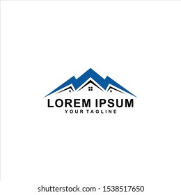 Real estate house mountain logo template
