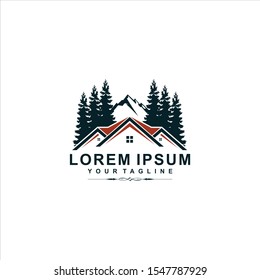 Real estate house mountain logo template
