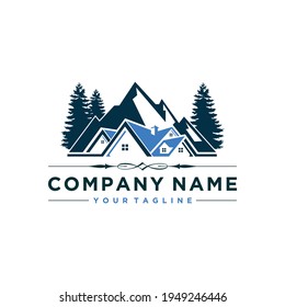 Real estate house mountain logo template