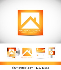 Real estate house orange vector logo icon sign design template corporate identity   
