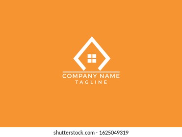 real estate house property construction orange and white logo initial based icon design in vector editable file.