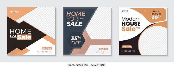 Real estate house property construction social media banner modern home sale post template design