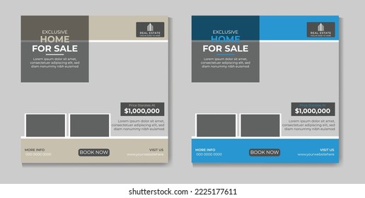 Real estate house property Instagram post or social media banner template