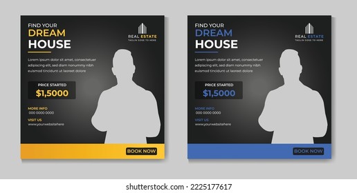 Real estate house property Instagram post or social media banner template