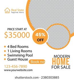 Real estate house property instagram post and social media or square web banner and real state house sale social media post template, house sale social media banner
