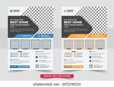 Real Estate House Property Sale Flyer Design For Real Estate Business. Home Sale Flyer Design Layout, Print Ready Home Sale Flyer Design Template Set
