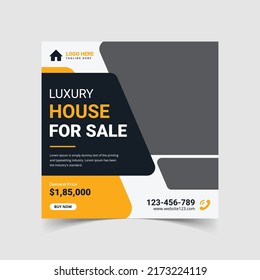 Real estate house property sale square post or web banner template