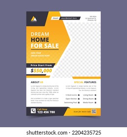 Real Estate House Property Sale Flyer Design For Real Estate Business. Home Sale Flyer Design Layout, Print Ready Home Sale Flyer Design Template