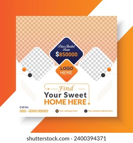 Real estate house property sale banner or social media post design template.