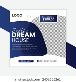 Real estate house property sale social media post or Instagram banner template