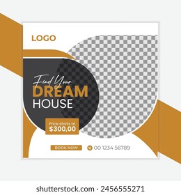 Real estate house property sale social media post or Instagram banner template