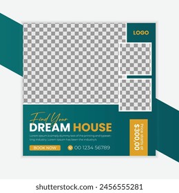 Real estate house property sale social media post or Instagram banner template