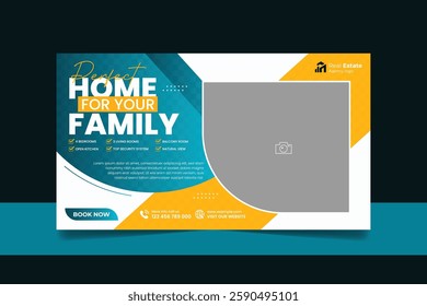 Real estate house property sale promotional web banner social media template design