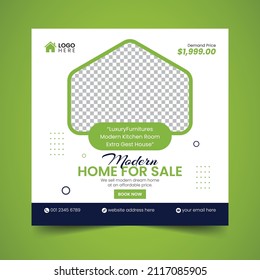 Real Estate House property Social Media Post Squire Banner Flyer Vector Template Design