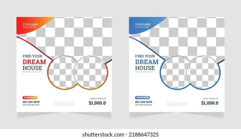 Real estate house property social media post and instagram banner design template 
