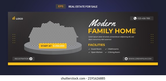 Real estate house for sale banner template