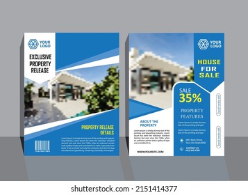 Real Estate House Sale Flyer Design Template. Brochure Design. Two-page Templates. Vector Illustration Graphic.