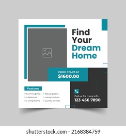 Real estate house sale and home rent advertising social media post banner, professional home sale flyer design template,