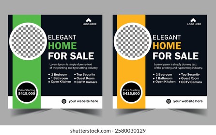 real estate house sale and home rent advertising modern square Social media post banner set for digital marketing agency