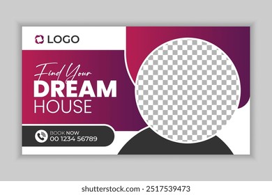 Real estate house sale promotional web banner template design