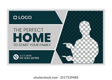 Real estate house sale promotional web banner template design