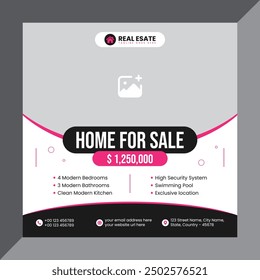 Real estate house sale property business promotional social media post design, instagram post, facebook post, square web banner design template