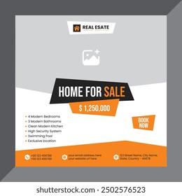 Real estate house sale property business promotional social media post design, instagram post, facebook post, square web banner design template