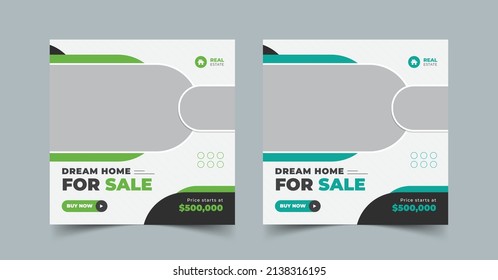 Real estate house sale social media post instagram banner and square flyer template, square web banner advertising template.