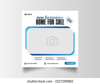 Real estate house for sale social media banner template