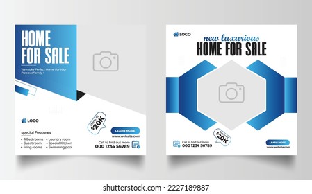 Real estate house for sale social media banner template