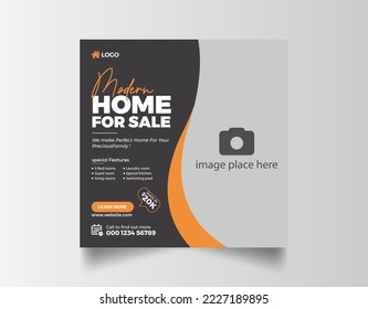 Real estate house for sale social media banner template