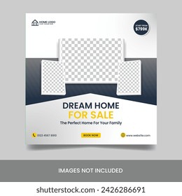 Real estate house for sale social media post square flyer template