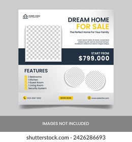 Real estate house for sale social media post square flyer template