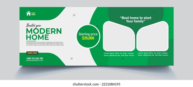 Real estate house for sell web banner social media post