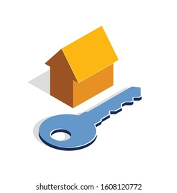 Real estate house simple vector 3d isometric illustration isolated on white, realty concept, icon or logo.
