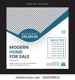Real estate house social media post or square web banner and flyer template