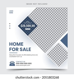 Real estate house social media post or square web banner and flyer template