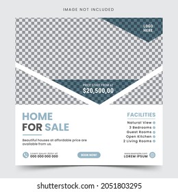 Real estate house social media post or square web banner and flyer template