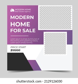 Real estate house social media post or square banner template