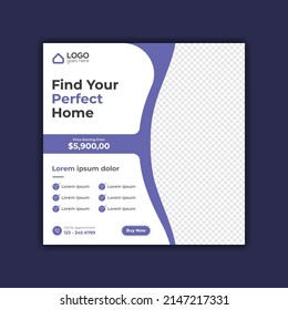 Real estate house social media post or square flyer template design