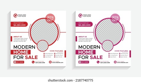 Real estate house social media post or square banner template design