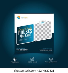 Real estate house social media post or square banner template
