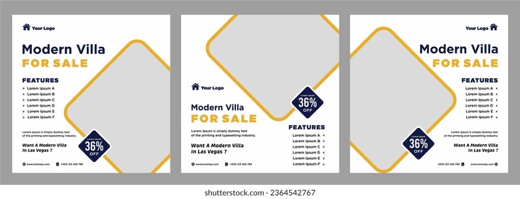 Real estate house social media post or square banner template
