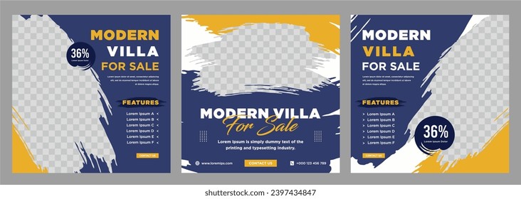 Real estate house social media post or square banner template